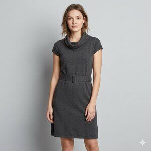 Banana Republic Grey Cowl Neck Stretchy Rayon Dress With Belt